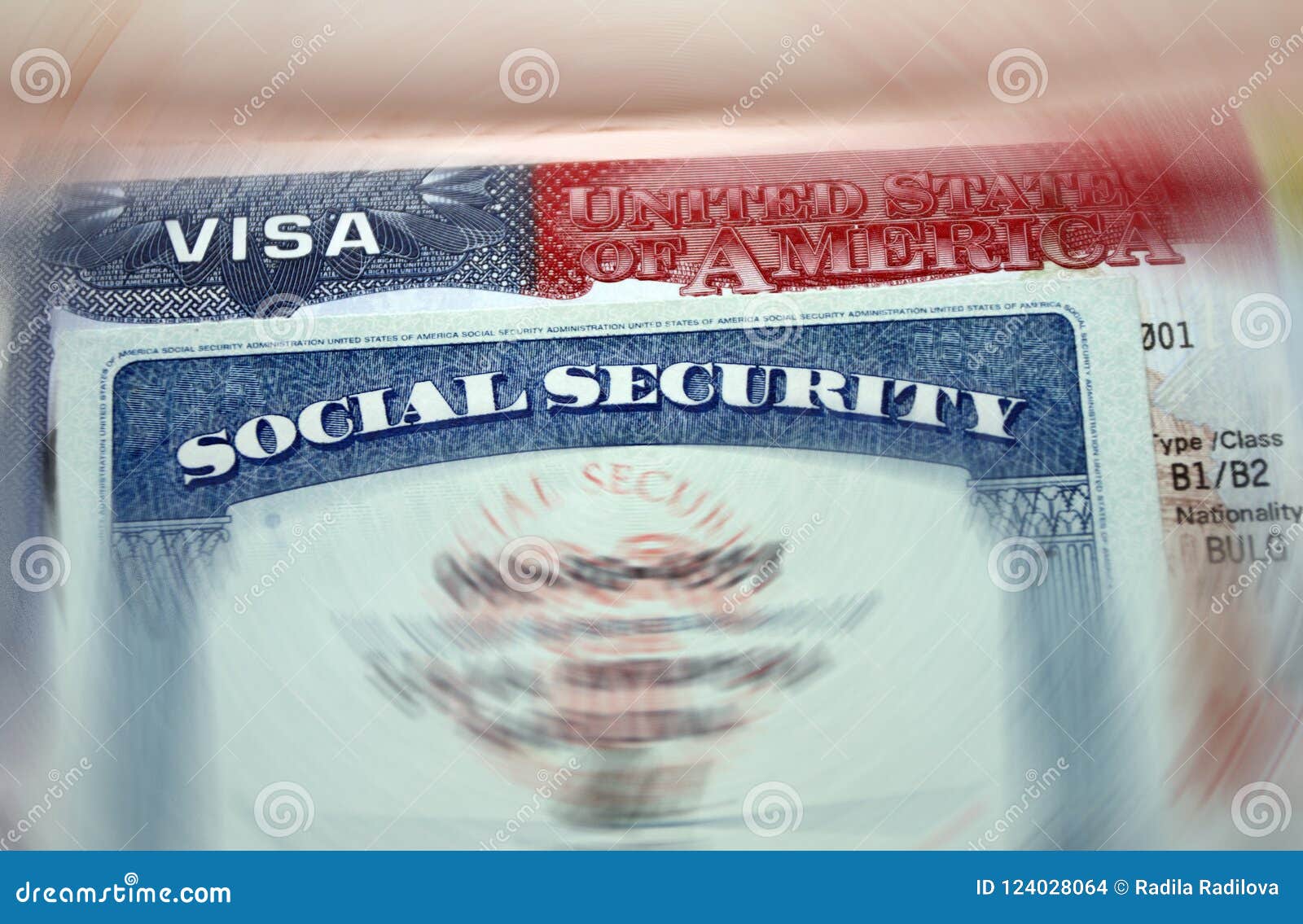 the american visa in a passport page usa background and sacial security nember personal document. ssn Ã¢â¬â social security number f